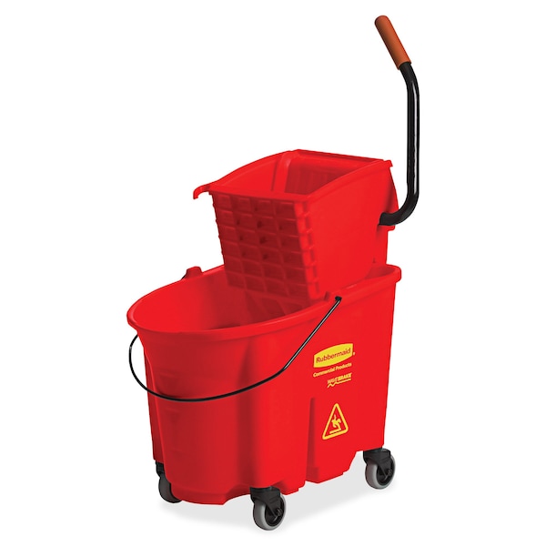 Side Press Mop Bucket and Wringer, Red